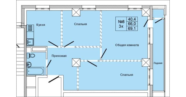3 комн., Монолитно-каркасный, Вилюйский тракт 2