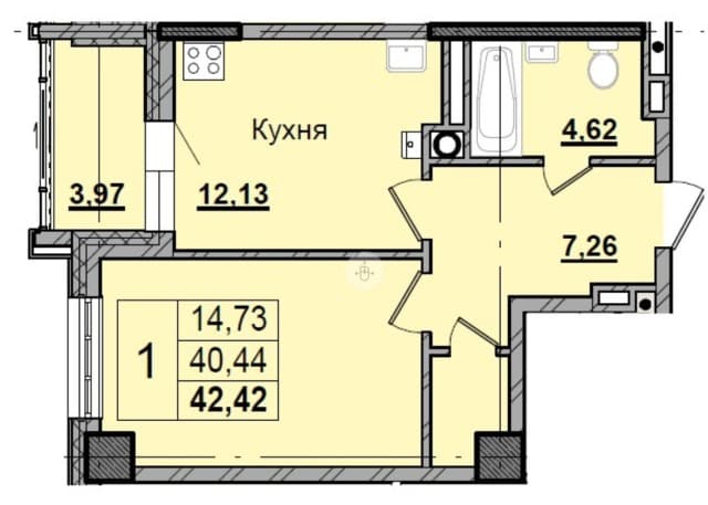 1 комн., Монолитно-каркасный, Автодорожная 3