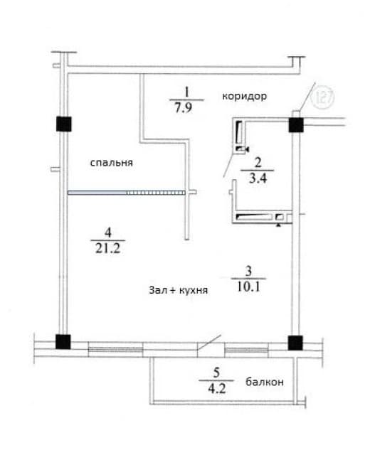 1 комн., 42 м², Монолитно-каркасный, ЯКСМК 13