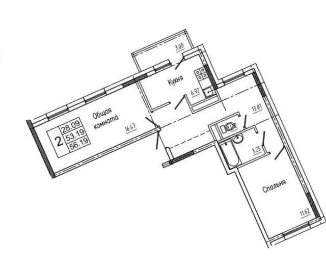 2 комн., 56 м², Инд. планировка, Вилюйский тракт 2