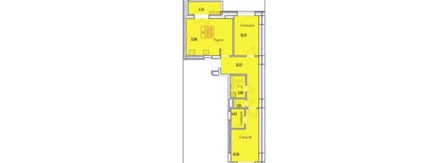 2 комн., 60 м², Монолитно-каркасный, Крытый рынок 2