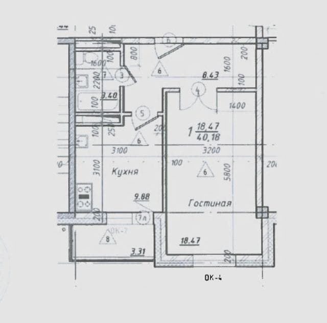 1 комн., 40 м², Монолитно-каркасный, 103 квартал (Ростелеком) 14