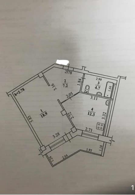 1 комн., 43 м², Инд. планировка, Центр - район пл. Дружбы 3