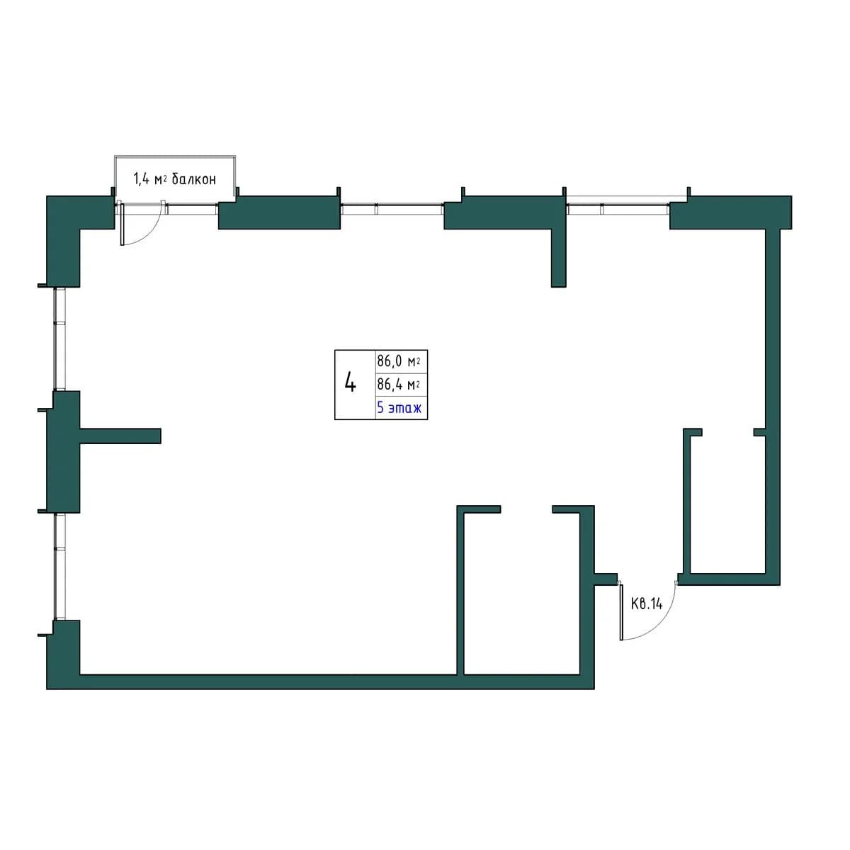 4 комн., 86.4 м²