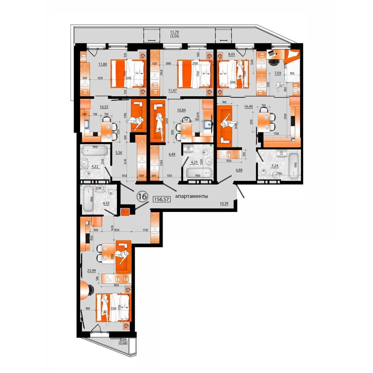 5 комн., 156.6 м²