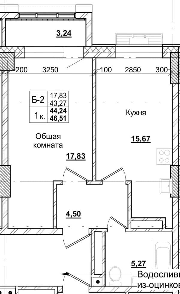 1 комн., 45.0 м²