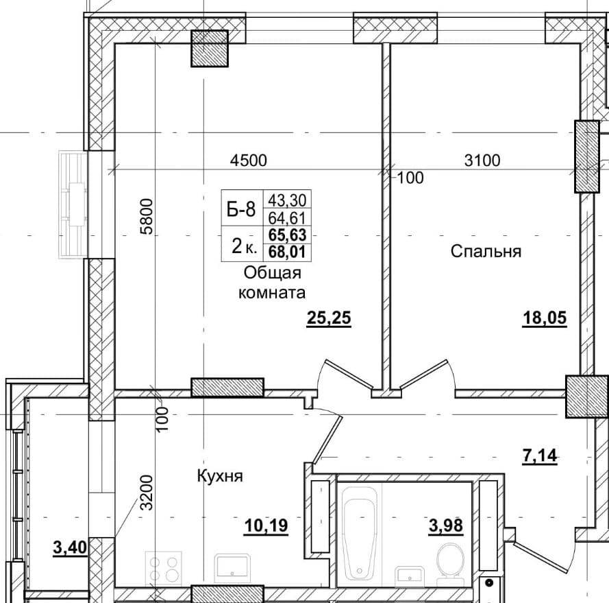 2 комн., 66.2 м²
