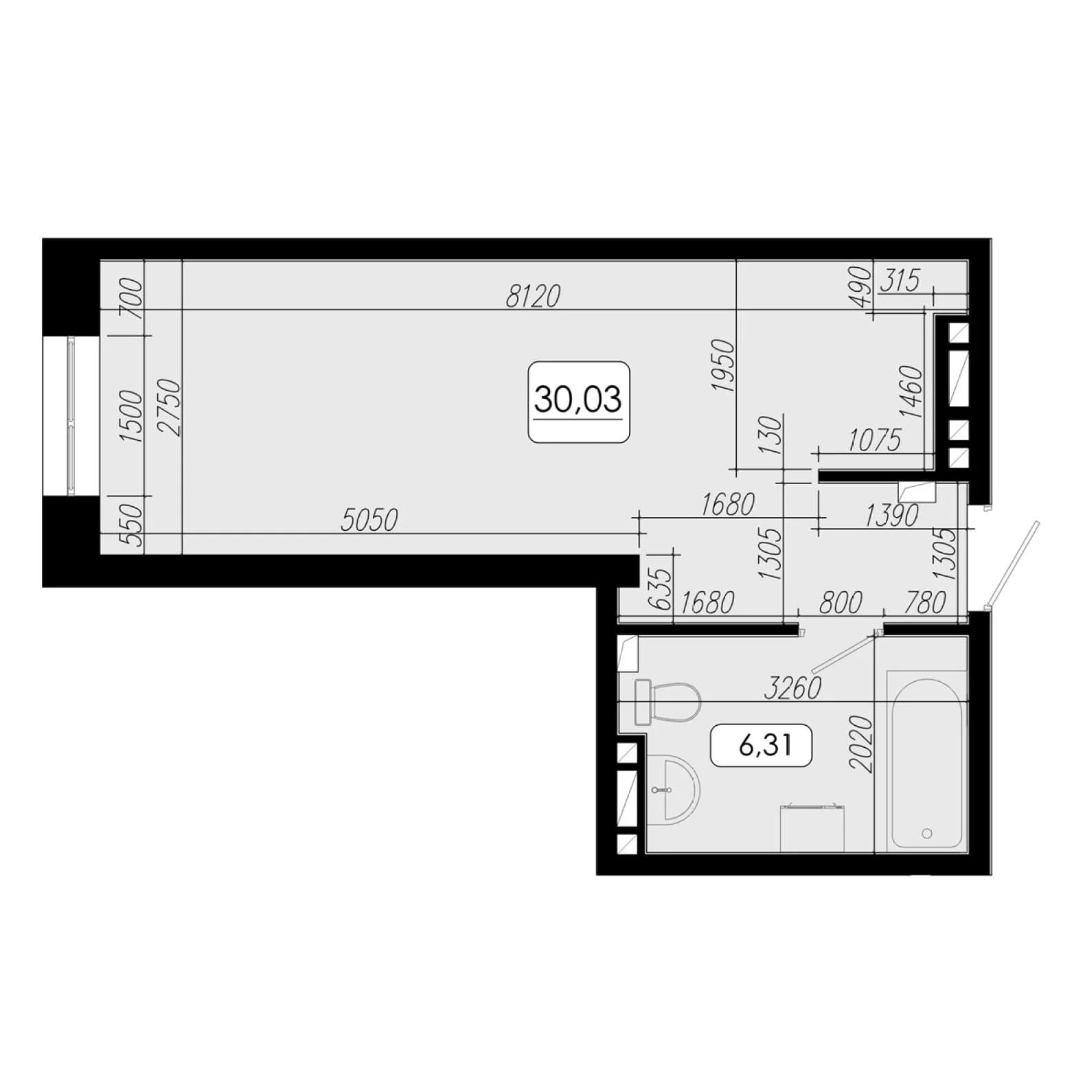 1 комн., 30.0 м²