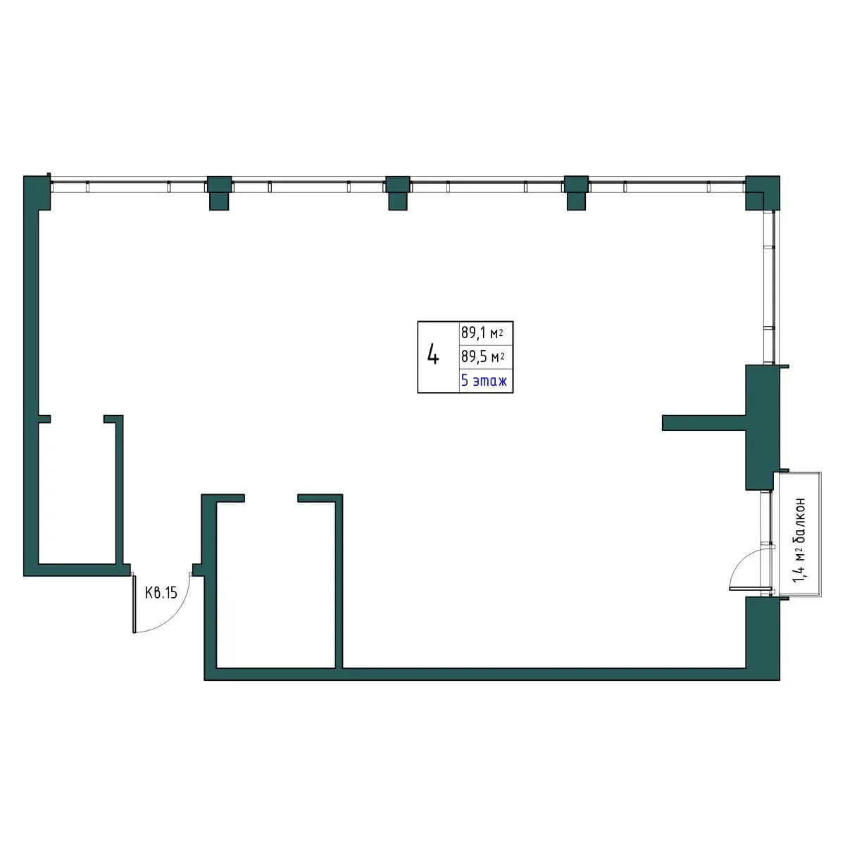 4 комн., 89.5 м²