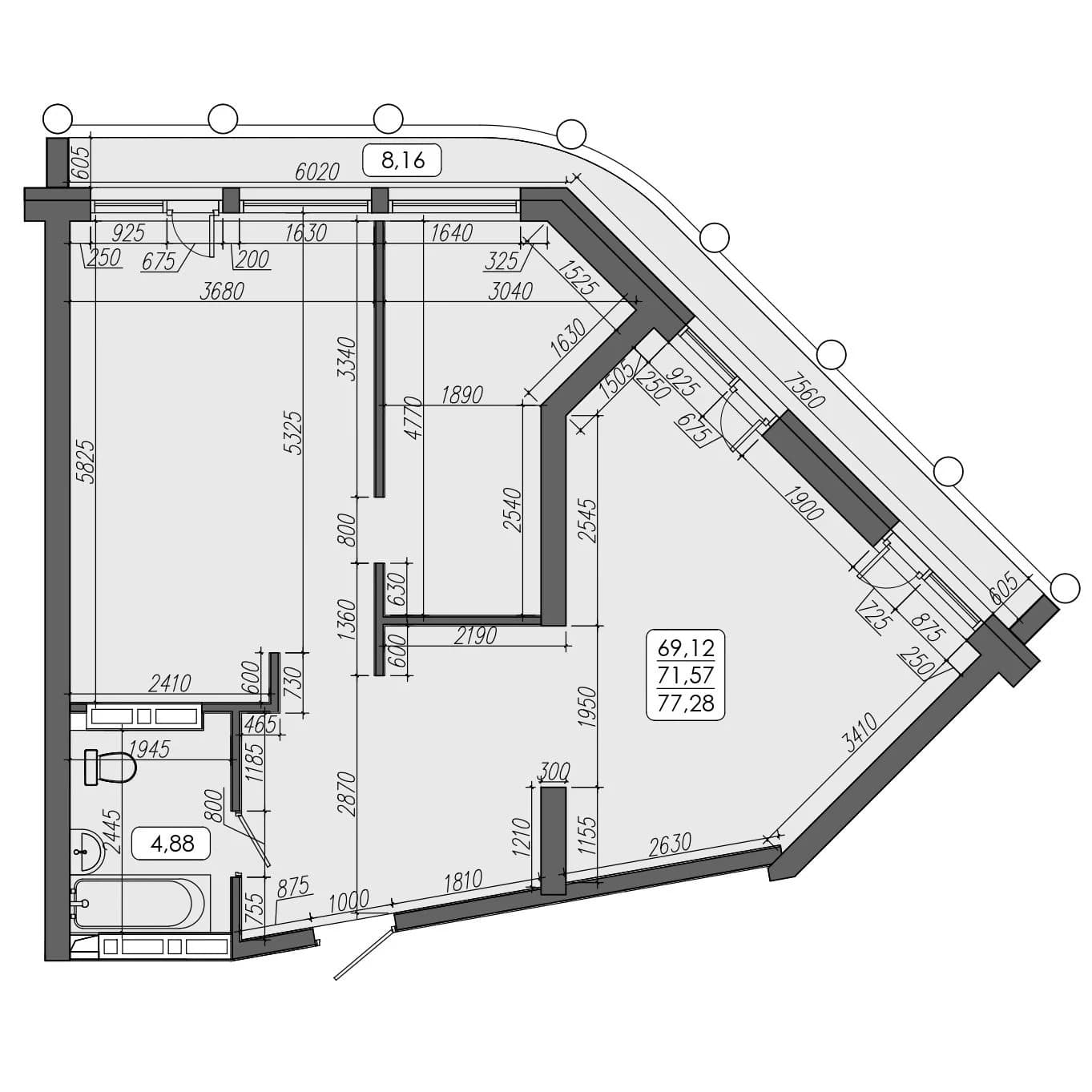 3 комн., 71.6 м²