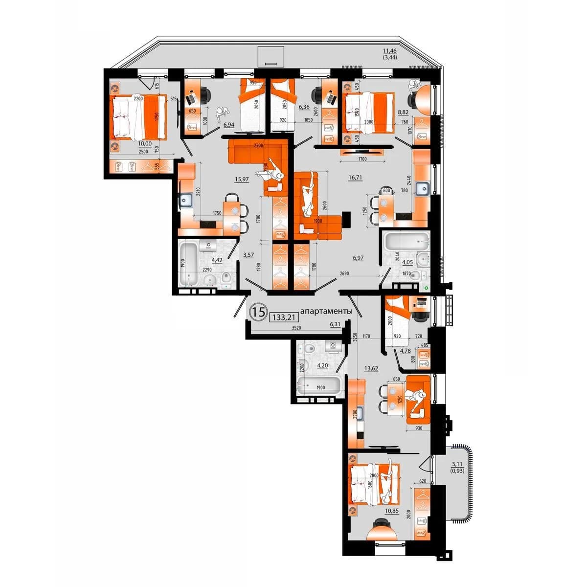 5 комн., 133.2 м²