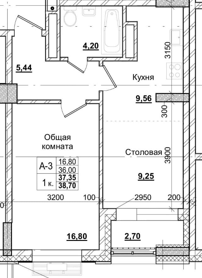 1 комн., 47.2 м²
