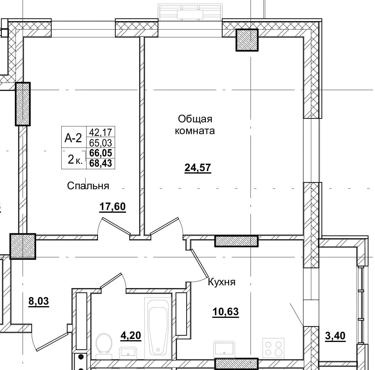 2 комн., 66.0 м²