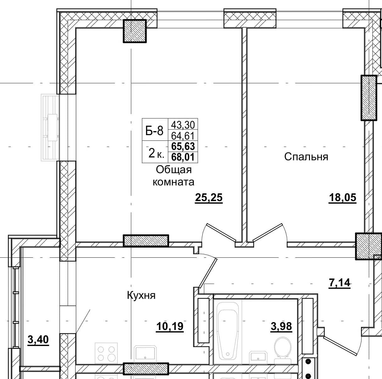 2 комн., 66.0 м²
