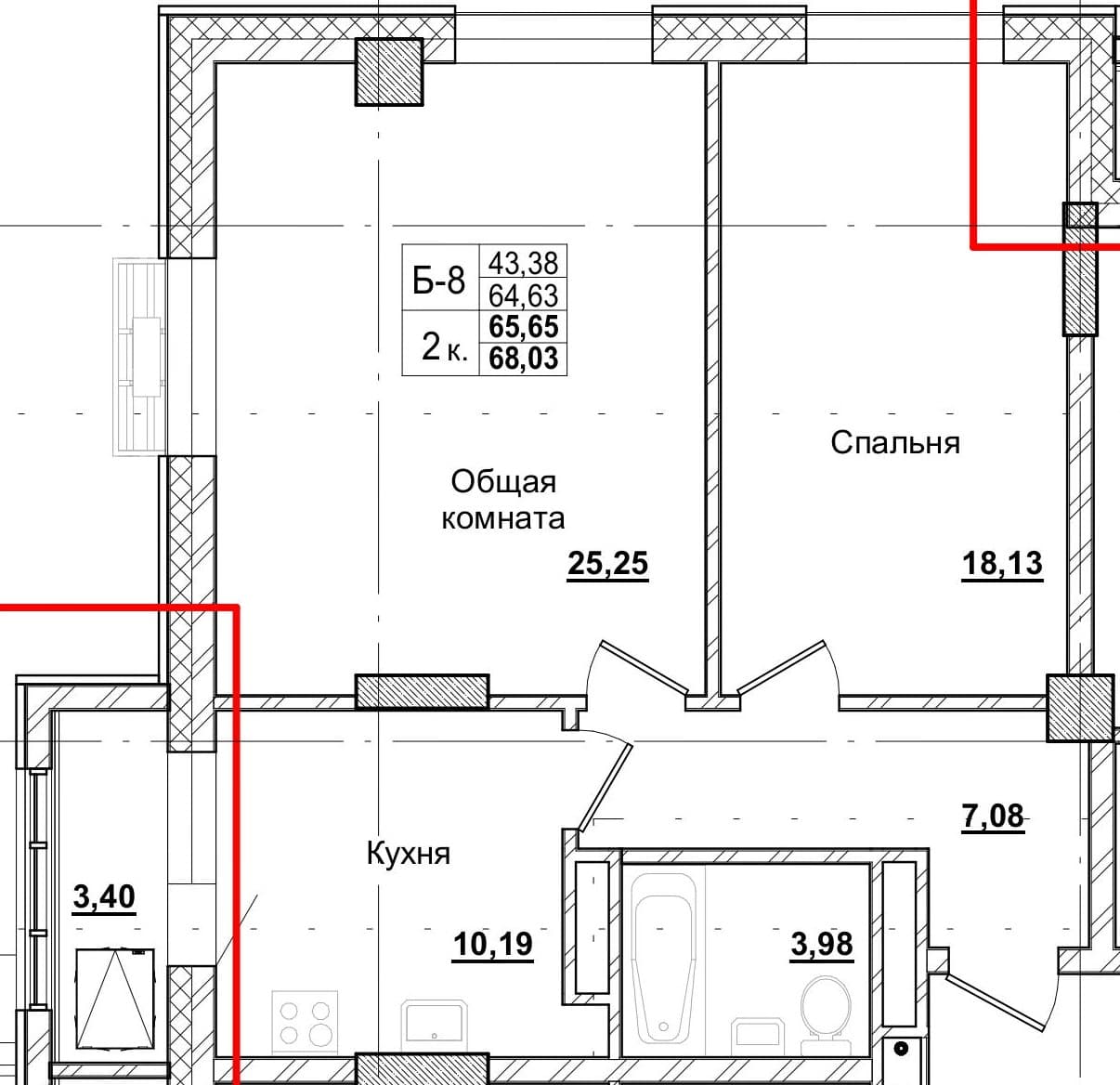 2 комн., 65.8 м²