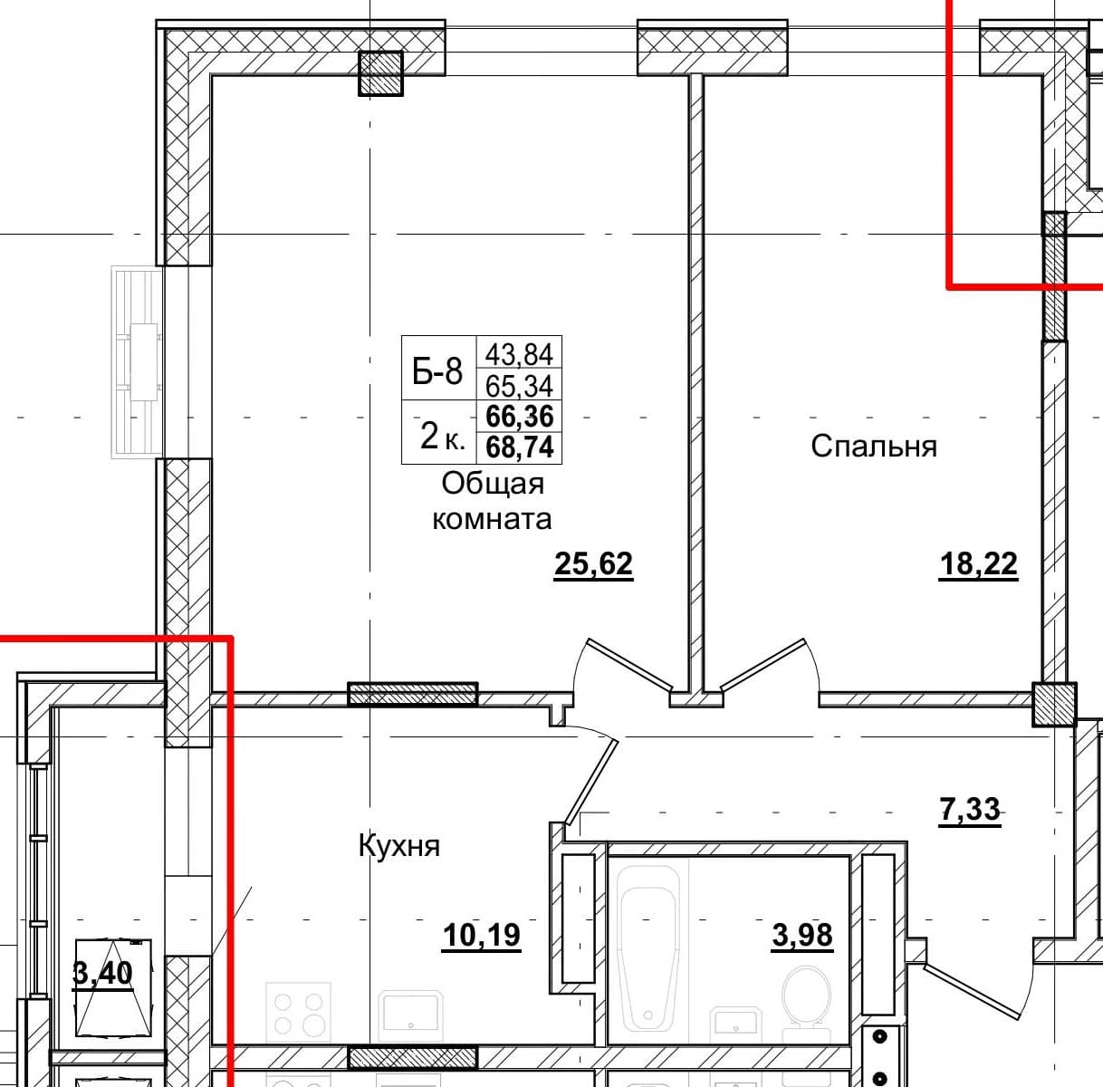 2 комн., 66.2 м²