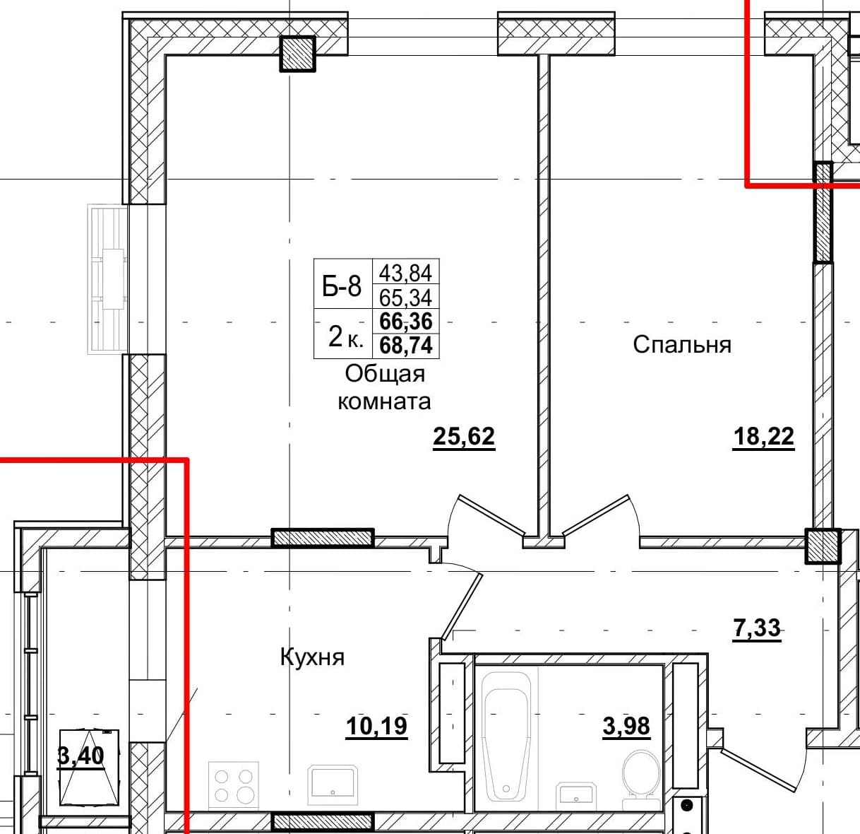 2 комн., 66.0 м²